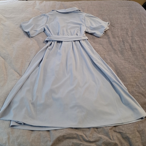 ASOS Light Blue Midi Dress with Belt - Picture 7 of 9